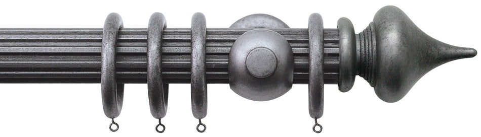 Jones Florentine 48mm Fluted Pole, Cup, Pewter, Minaret