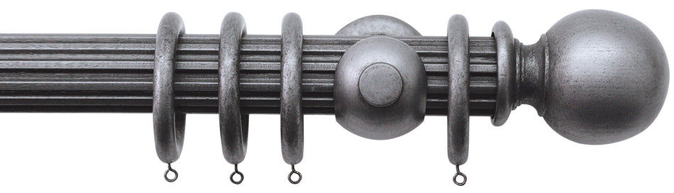 Jones Florentine 48mm Fluted Pole, Cup, Pewter, Plain Ball