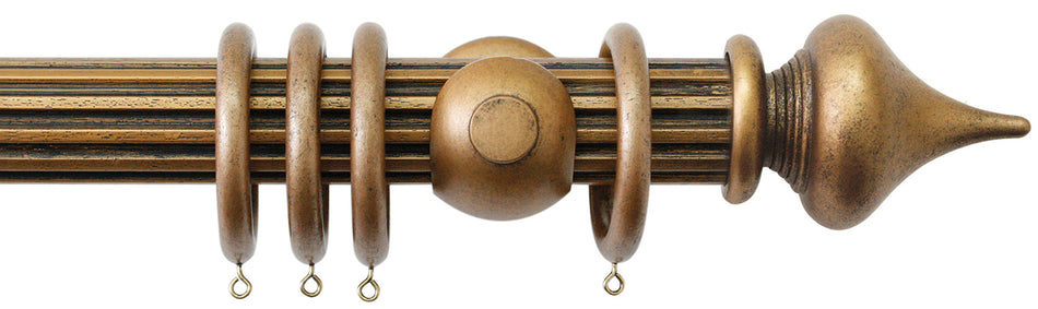 Jones Florentine 48mm Fluted Pole, Cup, Antique Gold, Minaret