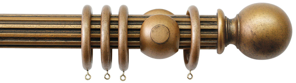 Jones Florentine 48mm Fluted Pole, Cup, Antique Gold, Plain Ball
