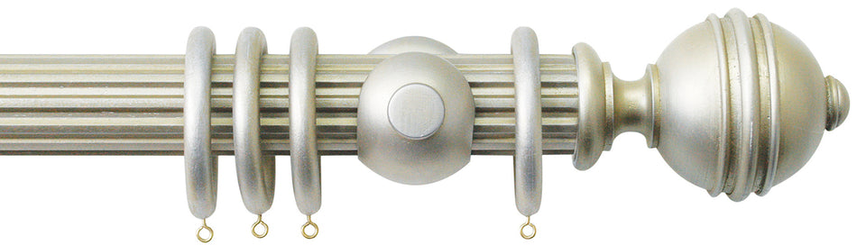 Jones Florentine 48mm Fluted Pole, Cup, Champagne Silver, Ribbed Ball