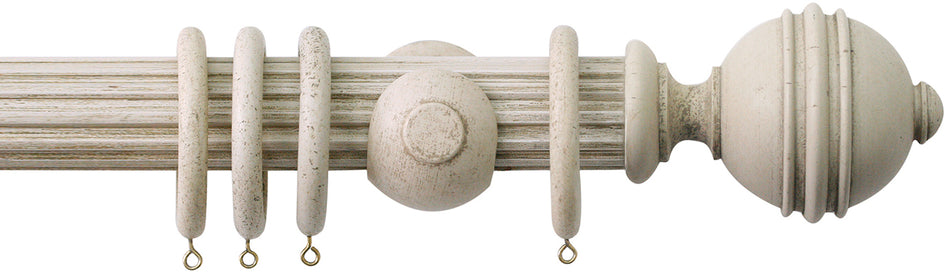 Jones Florentine 48mm Fluted Pole, Cup, Putty, Ribbed Ball