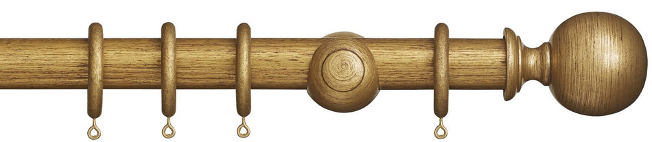 Museum 35mm & 45mm Antique Gilt Pole Plain Ball Finial