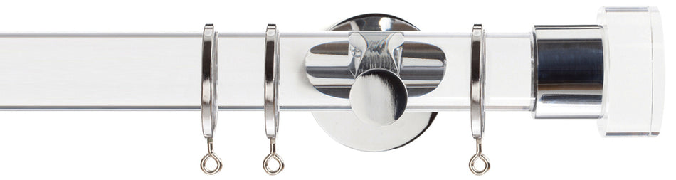 Jones Strand Acrylic 35mm Pole, Chrome, Acrylic End Stopper