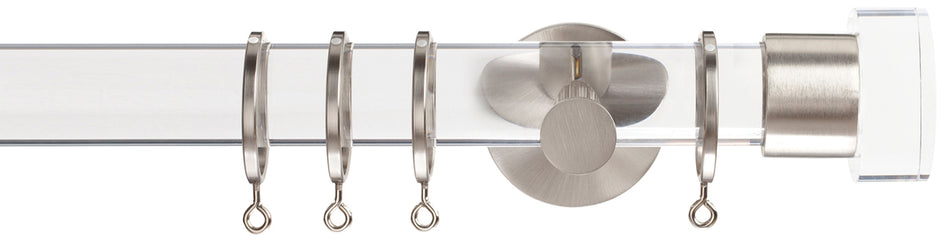 Jones Strand Acrylic 35mm Pole, Matt Nickel, Acrylic End Stopper