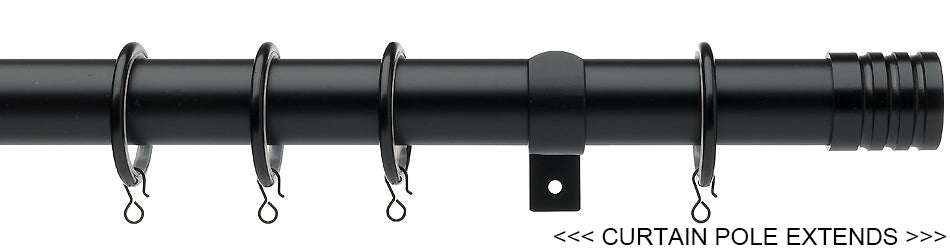 Universal 16/19mm Metal Extendable Curtain Pole, Black, Barrel