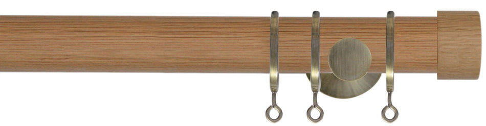 Jones Lunar 28mm Pole Oak & Burnished Brass, Oak Endcap