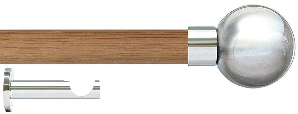 Jones Lunar 28mm Eyelet Pole Oak & Chrome, Sphere