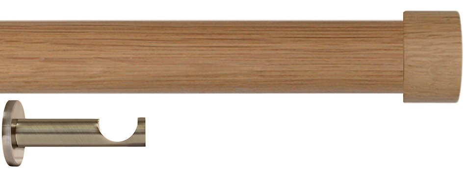 Jones Lunar 28mm Eyelet Pole Oak & Burnished Brass, Oak Endcap