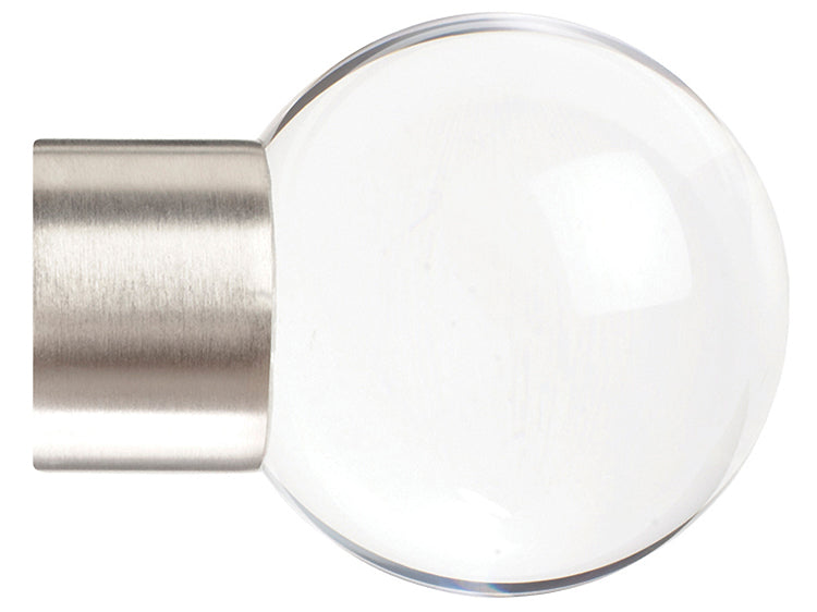 Jones Strand 35mm Pole Finial Only Matt Nickel, Acrylic Ball