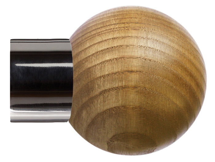 Jones Strand 35mm Pole Finial Only Black Nickel, Light Oak Ball