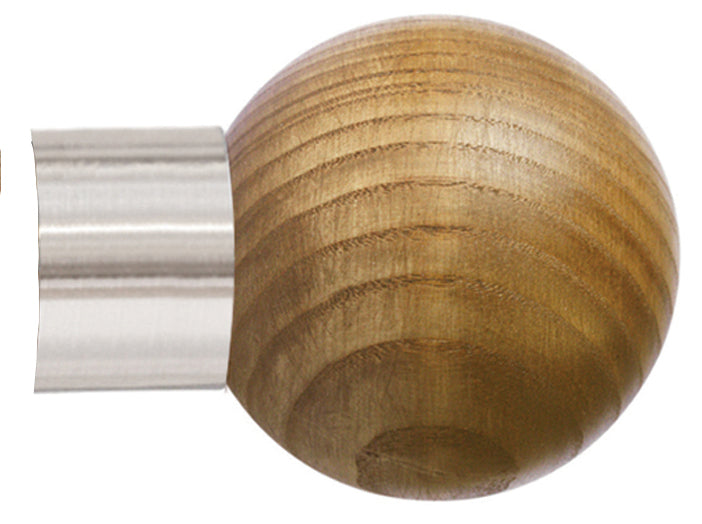 Jones Strand 35mm Pole Finial Only Matt Nickel, Light Oak Ball
