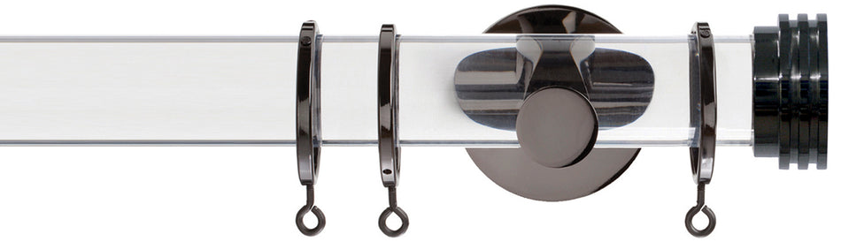 Jones Strand Acrylic 35mm Pole, Black Nickel, Ribbed End Stopper