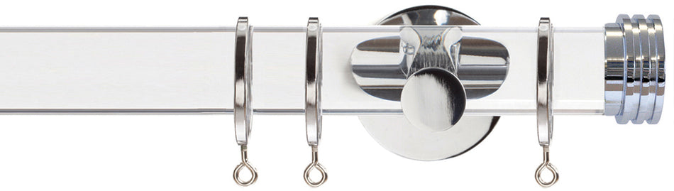 Jones Strand Acrylic 35mm Pole, Chrome, Ribbed End Stopper