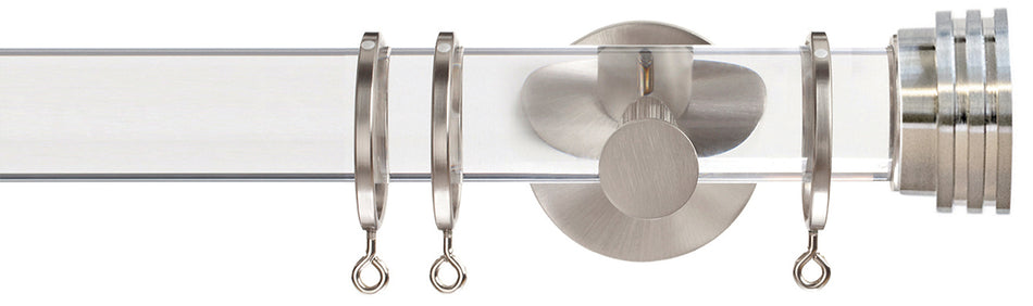 Jones Strand Acrylic 35mm Pole, Matt Nickel, Ribbed End Stopper
