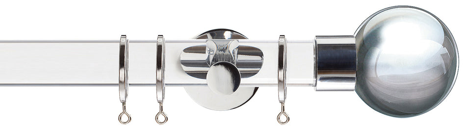 Jones Strand Acrylic 35mm Pole, Chrome, Metal Ball