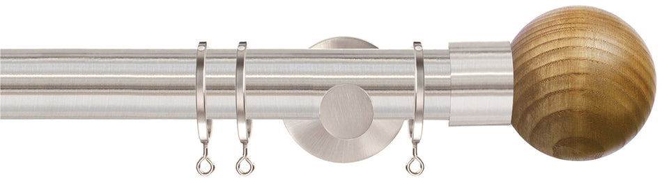 Jones Strand 35mm Pole Matt Nickel, Light Oak Ball