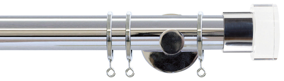 Jones Strand 35mm Pole Chrome, Acrylic End Stopper