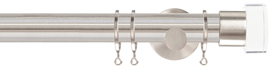 Jones Strand 35mm Pole Matt Nickel, Acrylic End Stopper