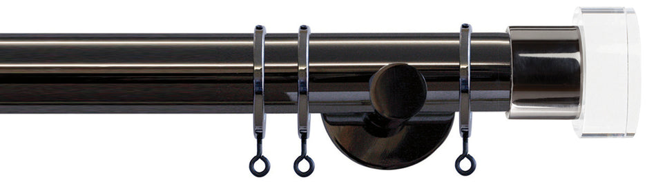Jones Strand 35mm Pole Black Nickel, Acrylic End Stopper