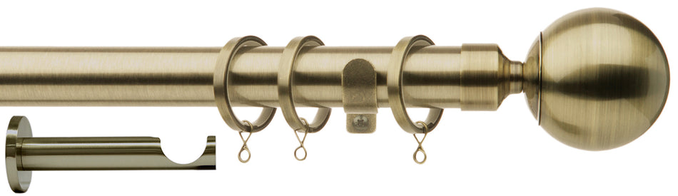 Jones Cosmos 28mm Contemporary Pole, Antique Brass, Ball