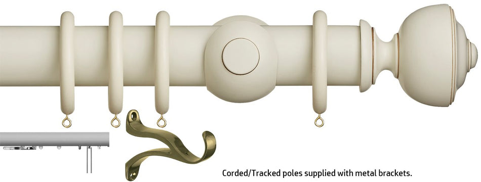 Museum 45mm & 55mm Corded/Tracked Pole Antique White Asher