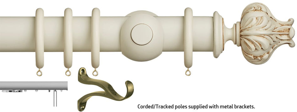 Museum 45mm & 55mm Corded/Tracked Pole Antique White Vienna
