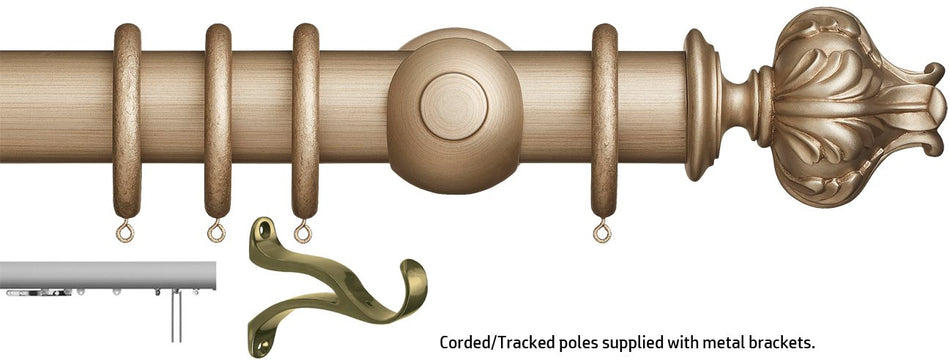 Museum 45mm & 55mm Corded/Tracked Pole Satin Oyster Vienna
