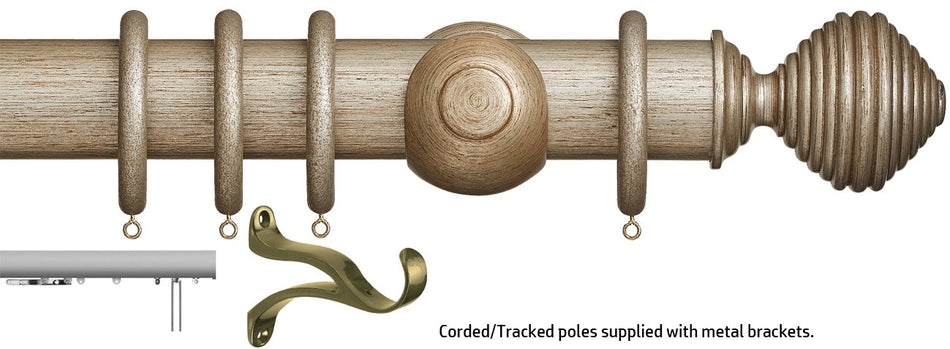Museum 45mm & 55mm Corded/Tracked Pole Antique Silver Dune