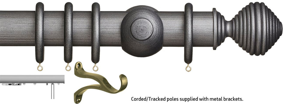 Museum 45mm & 55mm Corded/Tracked Pole Satin Pewter Dune