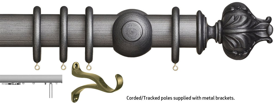 Museum 45mm & 55mm Corded/Tracked Pole Satin Pewter Vienna