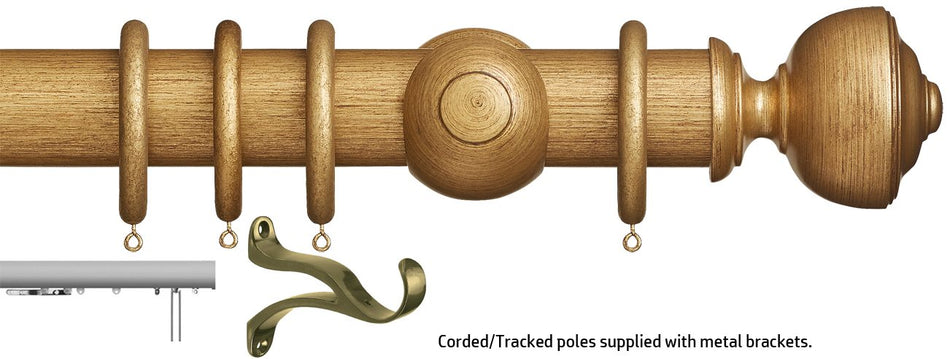 Museum 45mm & 55mm Corded/Tracked Pole Antique Gilt Asher
