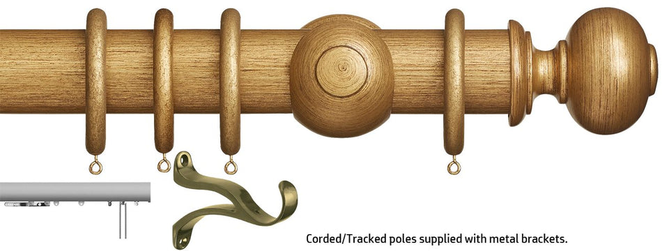 Museum 45mm & 55mm Corded/Tracked Pole Antique Gilt Parham