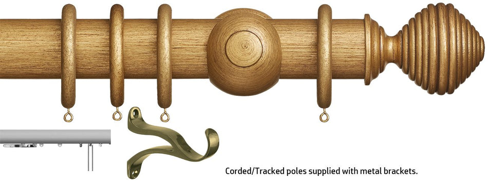 Museum 45mm & 55mm Corded/Tracked Pole Antique Gilt Dune