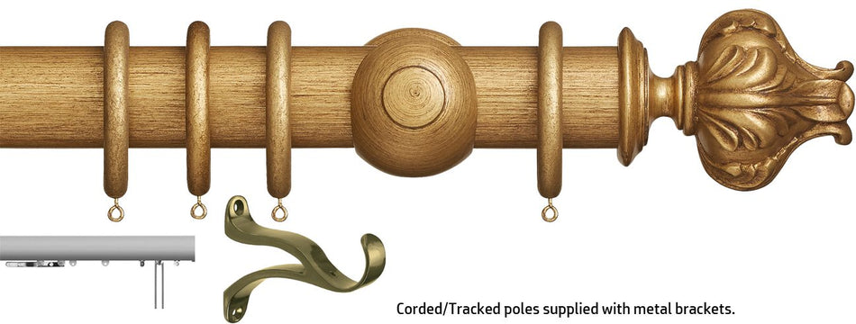 Museum 45mm & 55mm Corded/Tracked Pole Antique Gilt Vienna