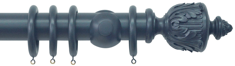 Jones Estate 50mm Handcrafted Wood Pole Airforce, Acanthus