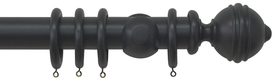 Jones Estate 50mm Handcrafted Wood Pole Charcoal, Ribbed Ball