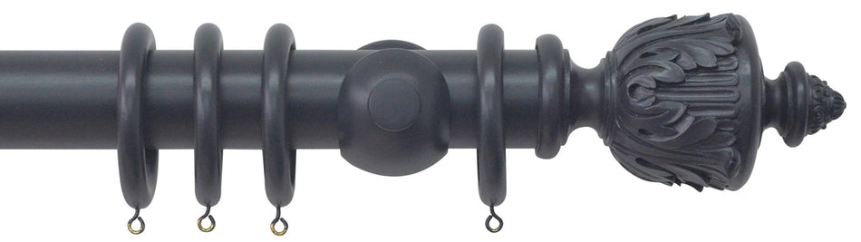 Jones Estate 50mm Handcrafted Wood Pole Basalt, Acanthus