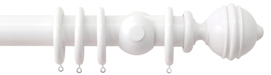 Jones Estate 50mm Handcrafted Wood Pole Alabaster, Ribbed Ball