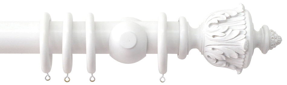 Jones Estate 50mm Handcrafted Wood Pole Alabaster, Acanthus