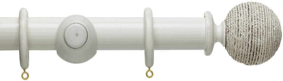 Hallis Origins 45mm Wood Pole, Chalk Stone, Twine Finial