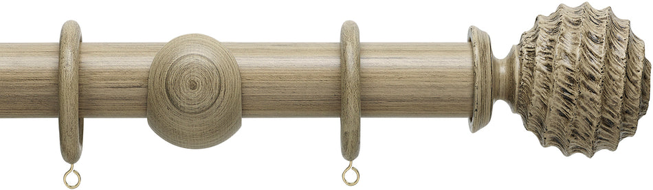 Hallis Origins 45mm Wood Pole, Quarry Stone, Fossil Ball Finial