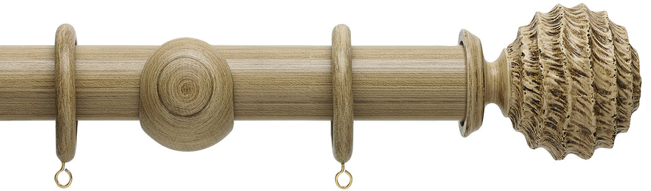 Hallis Origins 45mm Wood Pole, Shale, Fossil Ball Finial