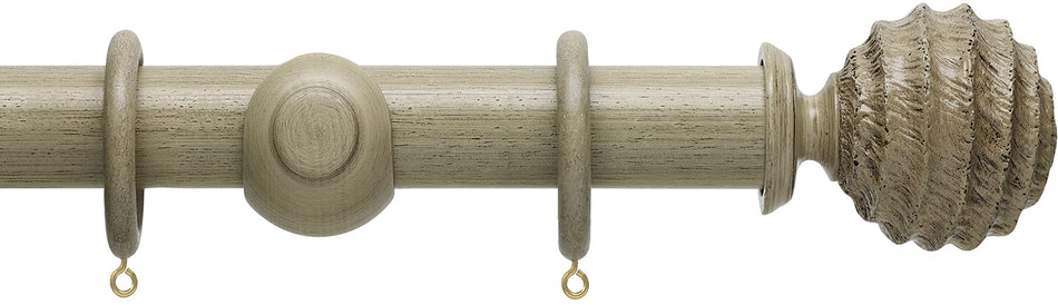 Hallis Origins 45mm Wood Pole, Millstone Grey, Fossil Ball Finial