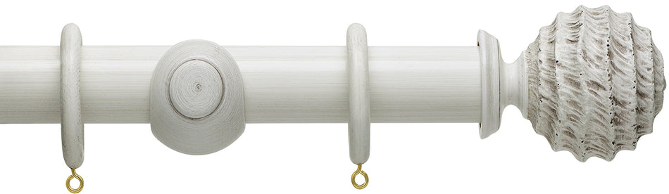 Hallis Origins 45mm Wood Pole, Chalk Stone, Fossil Ball Finial