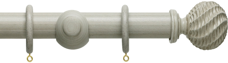 Hallis Origins 45mm Wood Pole, Flint Grey, Ammonite Finial