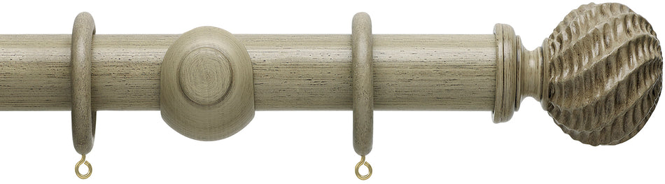 Hallis Origins 45mm Wood Pole, Millstone Grey, Ammonite Finial