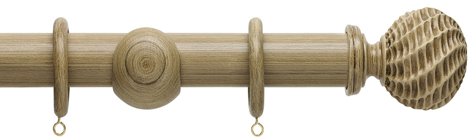Hallis Origins 45mm Wood Pole, Shale, Ammonite Finial