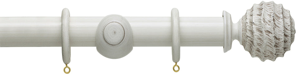 Hallis Origins 35mm Wood Pole, Chalk Stone, Fossil Ball Finial