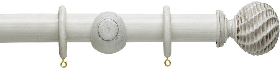 Hallis Origins 35mm Wood Pole, Chalk Stone, Ammonite Finial
